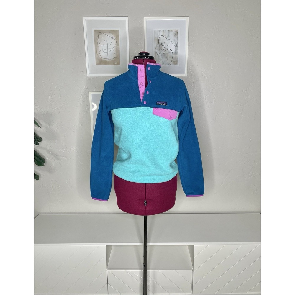 Patagonia Synchilla Snap-T Women's XS Pullover Two Toned Color Block Blue Teal